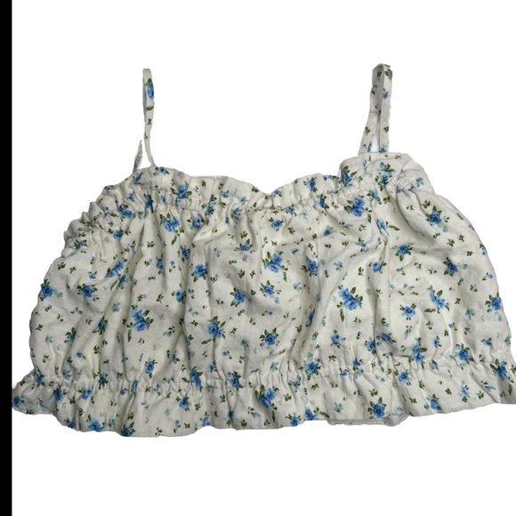 White Floral Cropped Tank Top Women’s Size XXL Wild Fable Target - Picture 2 of 11